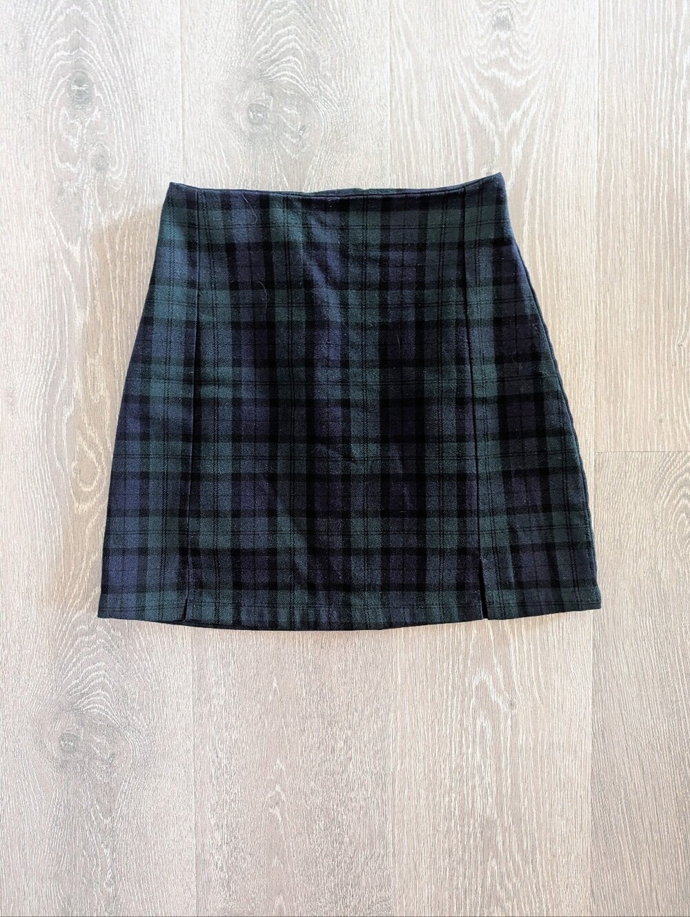 Brandy Melville Green & Navy Plaid Mini Skirt
